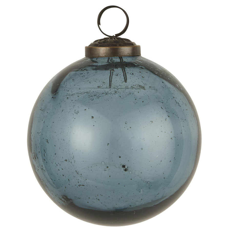 Weihnachtskugel in Petrol oder Mossgrün, pebbled glass, Ø 9,5 cm - Der karierte Hund®