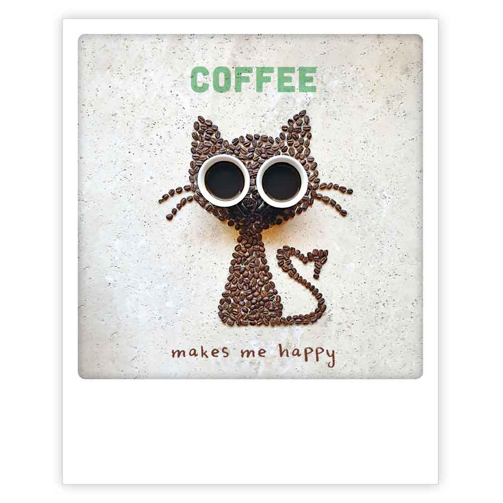 Pickmotion Postkarte - happy coffee - Der karierte Hund®