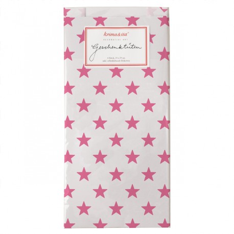Krima & Isa Geschenktüten weiß mit pinkfarbenen Sternen