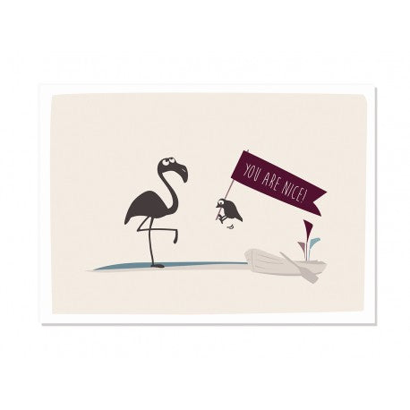 Postkarte You are nice - Flamingo